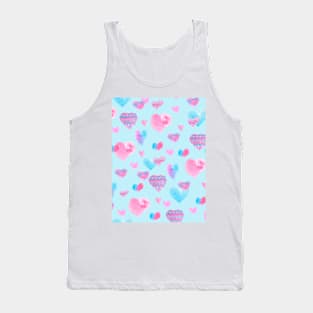 Lovely Pink and Blue Heart Pattern Tank Top